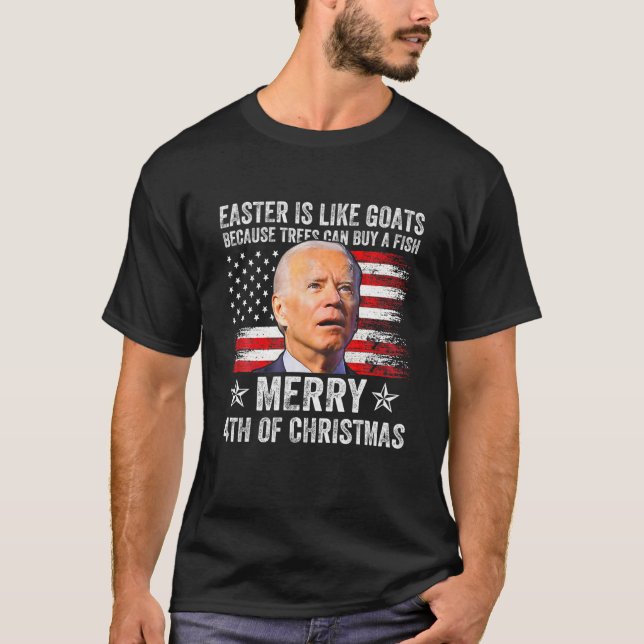 Camiseta Feliz Anti Joe Biden 4 De Natal 4 De Julho (Frente)