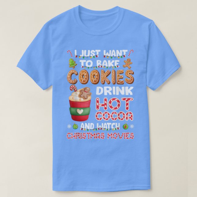 Camiseta Feliz Assar Jolly Cookies Hot Cacau Engraçado Nata (Frente do Design)