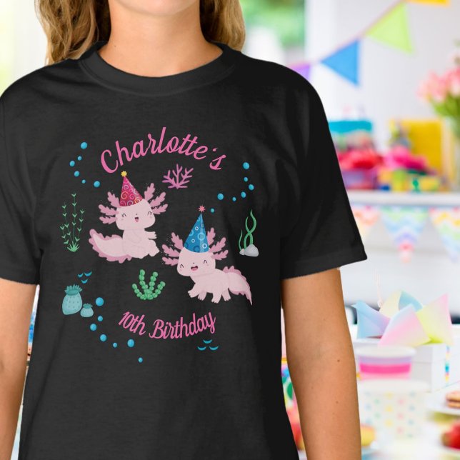 Camiseta Feliz Axolotl Birthday Girl (Criador carregado)