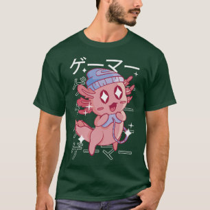 Camiseta Feliz Axolotl Gaming Japão Estilo Kawaii Anime Gam