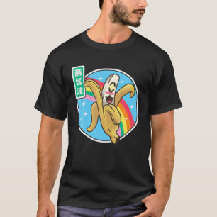 Camiseta Feliz Banana Rainbow Japão Estilo Otaku 90S Vapor