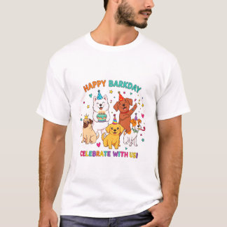 Camiseta Feliz Barkday Engraçado Festa de Cachorro Tee