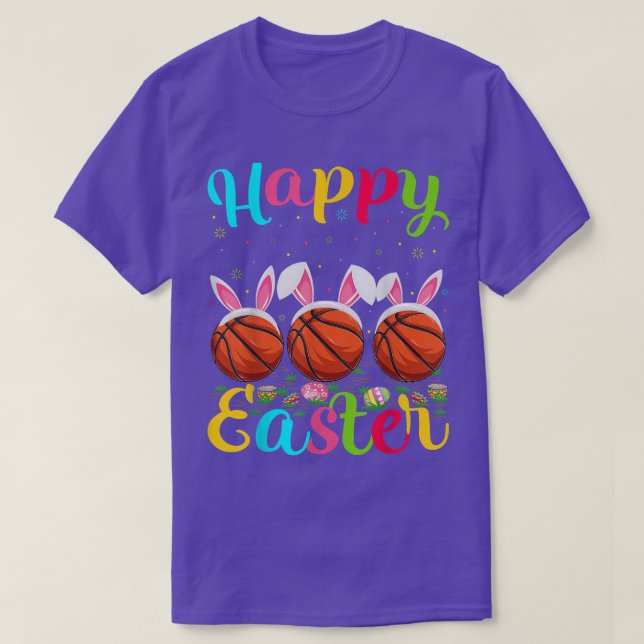 Camiseta Feliz Basquete De Páscoa De Ovo De Basquete (Frente do Design)