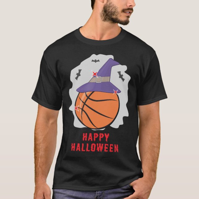 Camiseta Feliz Basquete Halloween - Divertido (Frente)