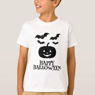 Camiseta Feliz Bat Mínimo de Abóbora de Halloween
