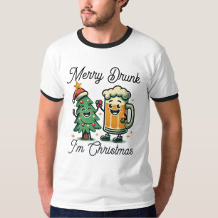 Camiseta Feliz Bebado Engraçado Natal