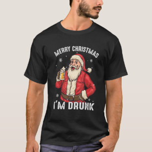 Camiseta Feliz Bebado Eu sou Bebado de Natal Papai Noel Nat
