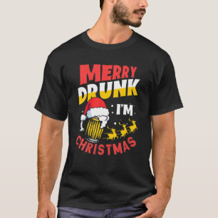 Camiseta Feliz Bebado Eu sou Natal Papai Noel Beer Beer Bee