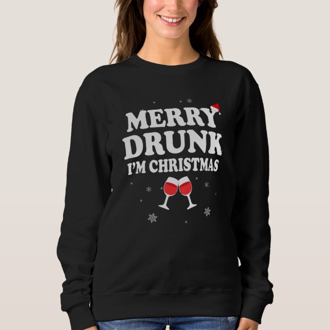Camiseta Feliz Bebado Eu sou Natal Papai Noel Vinho Natal (Frente)