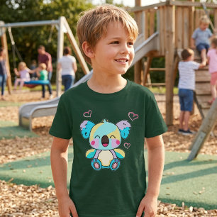 Camiseta Feliz bebê coala sorridente com corações amorosos.