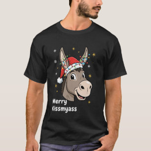 Camiseta Feliz BeijoNoTraseiro Burro Natal Papai Noel Luzes