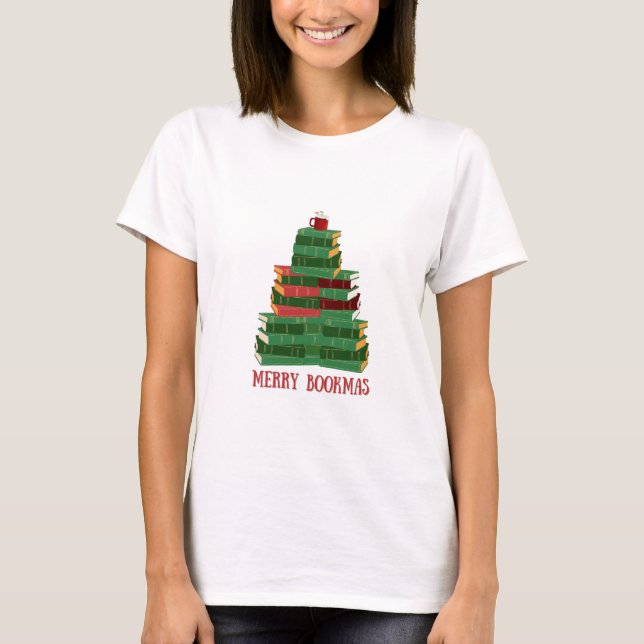 Camiseta Feliz Bookmas Natal Feriado - Presente do Livro de (Frente)