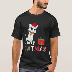 Camiseta Feliz Branca de Gato do Natal Sobrevivente Present