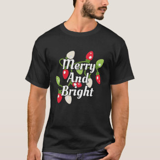 Camiseta Feliz Brilhante Luzes De Natal Decoração Para Chri