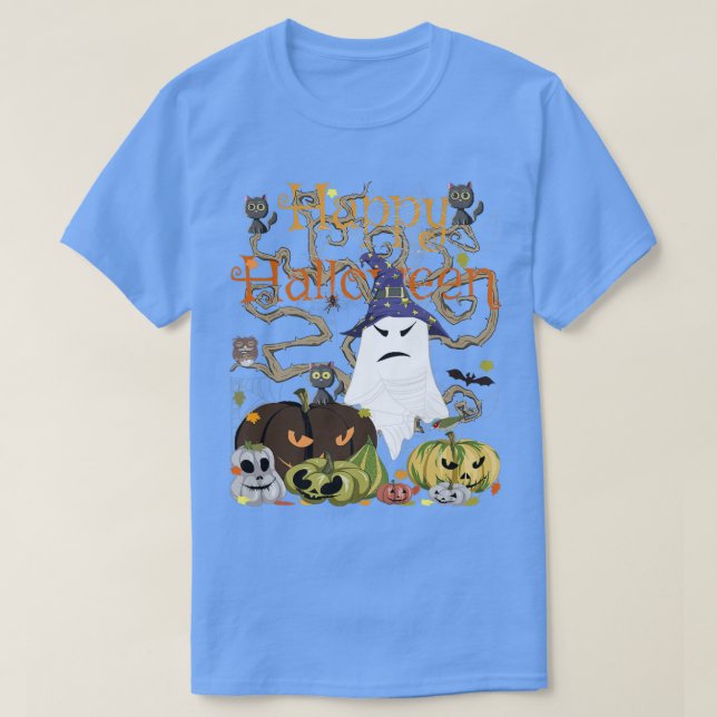 Camiseta Feliz bruxa bruxa do Halloween JackOLanterna Pumpk (Frente do Design)