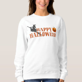 Camiseta Feliz Bruxa do Halloween, Broom, Pumpkin