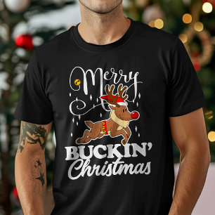 Camiseta Feliz Buckin Natal Rudolph Reindeer Engraçado