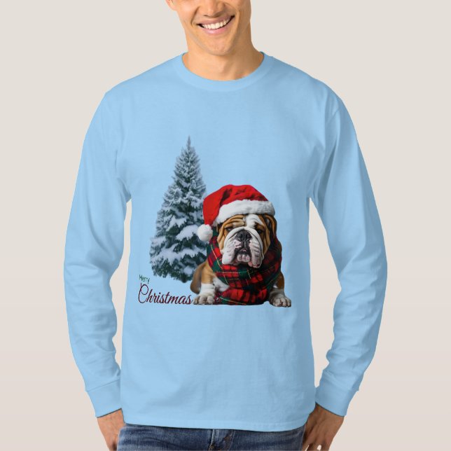 Camiseta Feliz Buldogue de Natal (Frente)
