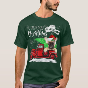Camiseta Feliz Buldogue Francês Red Truck Natal Pajama