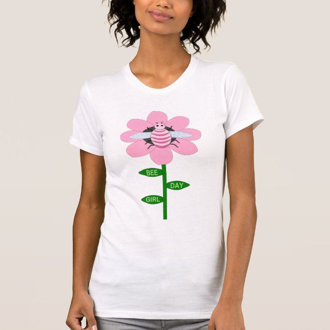 Camiseta Feliz Bumblebee de Aniversário Rosa (Frente)