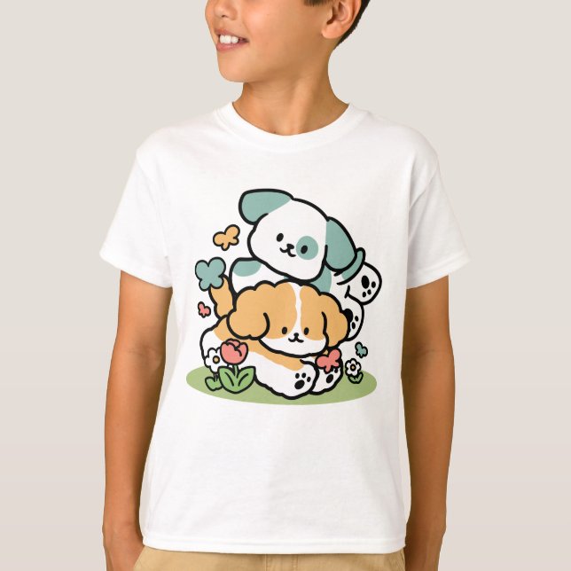 Camiseta Feliz Cachorro A Cair Em Maio - Arte Canina Kawaii (Frente)