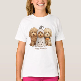 Camiseta Feliz Cachorro de Goldendoodle de Halloween