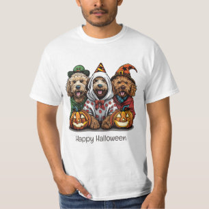 Camiseta Feliz Cachorro de Goldendoodle de Halloween