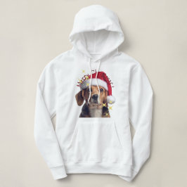Camiseta Feliz Cachorro De Natal Com Boné De Papai noel