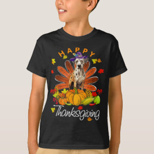 Camiseta Feliz Cachorro-Leopardo Gafanhoto Feliz Dia de Açã