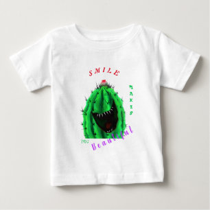 Camiseta Feliz Cactus com Grande Sorriso - Seu Belo Sorriso