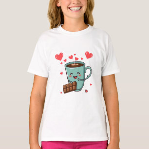 Camiseta Feliz Café & Chocolate – Valentim Fofo