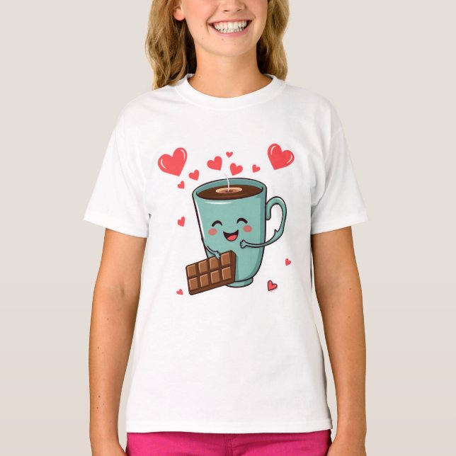 Camiseta Feliz Café & Chocolate – Valentim Fofo (Frente)