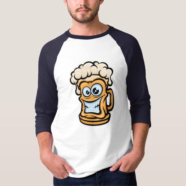 Camiseta Feliz Cama De Cerveja, Ilustração Engraçada (Frente)