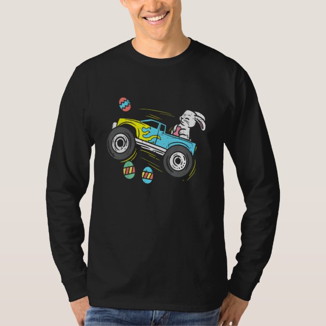 Camiseta Feliz Caminhão Monstro dos Ovos da Páscoa Bonita (Frente)