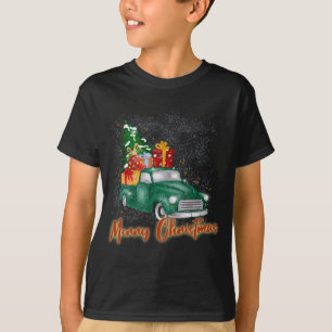 Camiseta Feliz Caminhão Vermelho de Natal com Presentes de