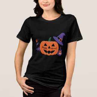 Camiseta Feliz Camisa-T de Abóbora das Bruxas