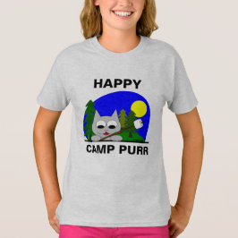 Camiseta Feliz Camp Purny Engraçado Campanha Cartoon Cat T