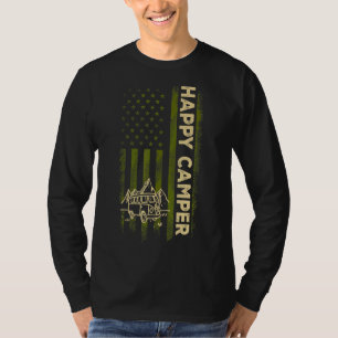 Camiseta Feliz Camper American Flag Camping Men Women Tee