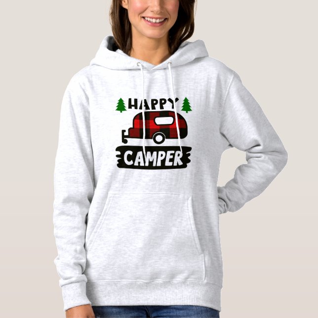 Camiseta Feliz Camper Buffalo Xadrez Hoodie (Frente)