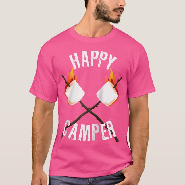 Camiseta Feliz Camper Campfire Marshmallow Smores Lover (Frente)
