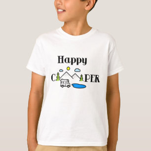 Camiseta Feliz Camper Divertido Natureza Arte Digital Verde