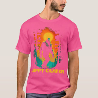 Camiseta Feliz Camper Funny Bigfoot Caminhando Retro Sasqua