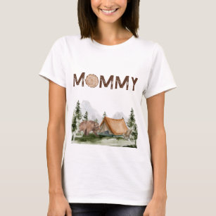 Camiseta Feliz Camper Mountain Forest Bear Mamãe de anivers