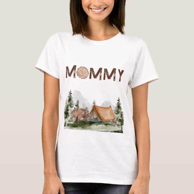 Camiseta Feliz Camper Mountain Forest Bear Mamãe de anivers (Frente)
