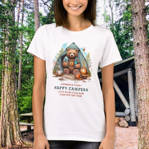 Camiseta Feliz Camper Personalizado Urso de Acampamento da 