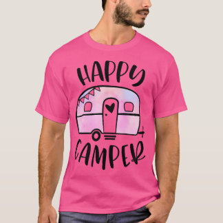 Camiseta Feliz Camper Trendy Pink Tie-Dye Camping Adventure