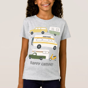 Camiseta FELIZ CAMPER Vintage camping trailer RV PERSONALIZ