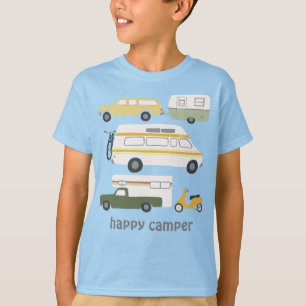 Camiseta FELIZ CAMPER Vintage camping trailer RV PERSONALIZ