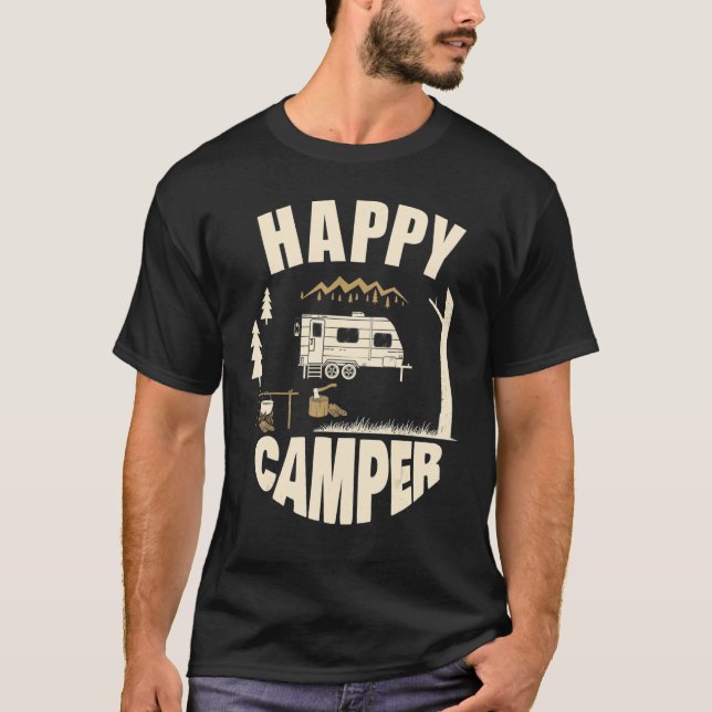 Camiseta Feliz Camper Wild Rv Van Camping Outdoor Cute Gra (Frente)