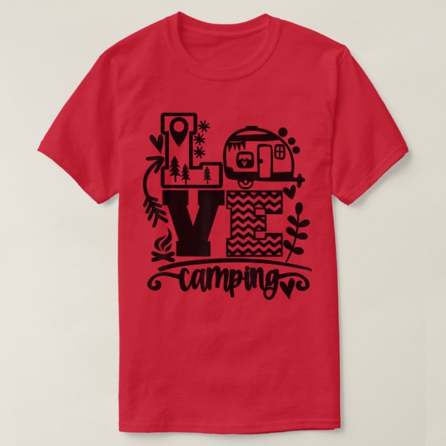 Camiseta Feliz Campo Acampando Amor Acampando A Vida Homens (Frente do Design)